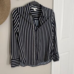 H&M Navy and White Striped Button Down Shirt